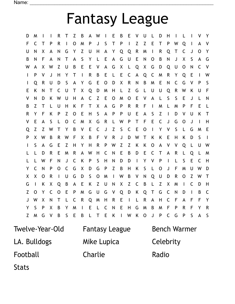 Fantasy League Word Search