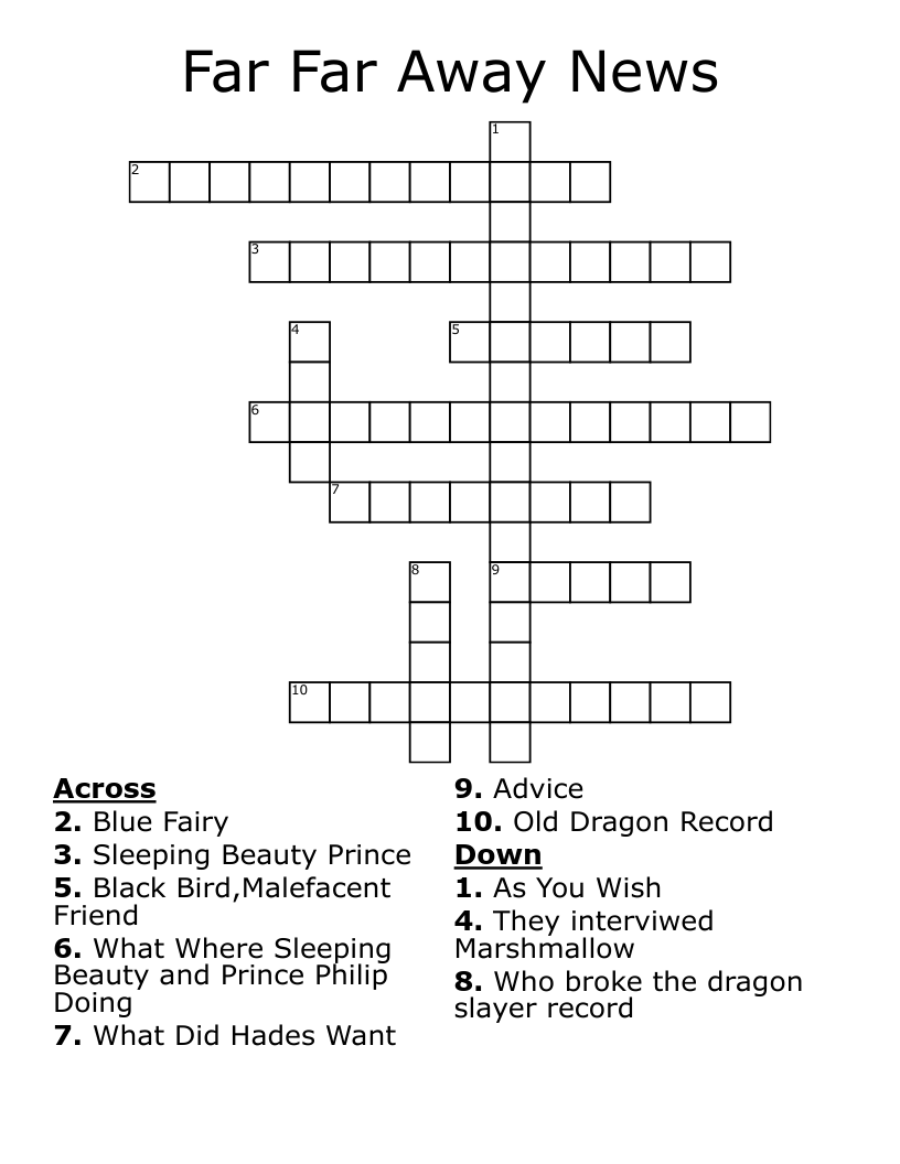 Far Far Away News Crossword