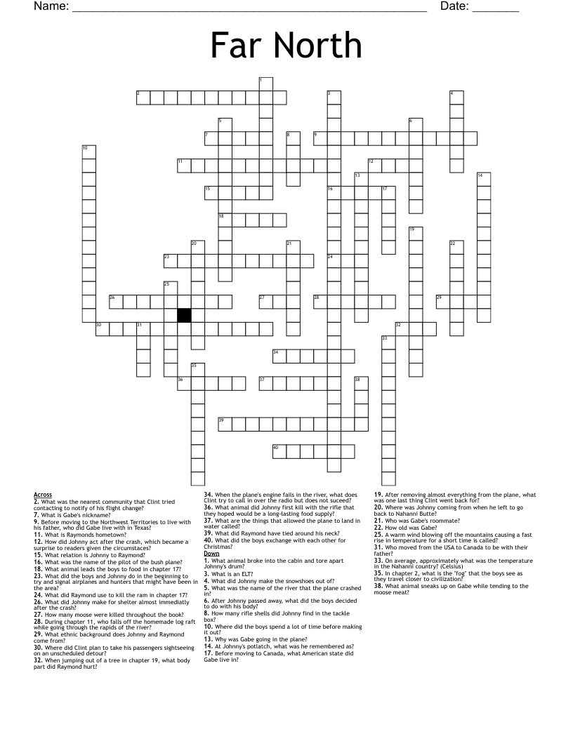 Far North Crossword