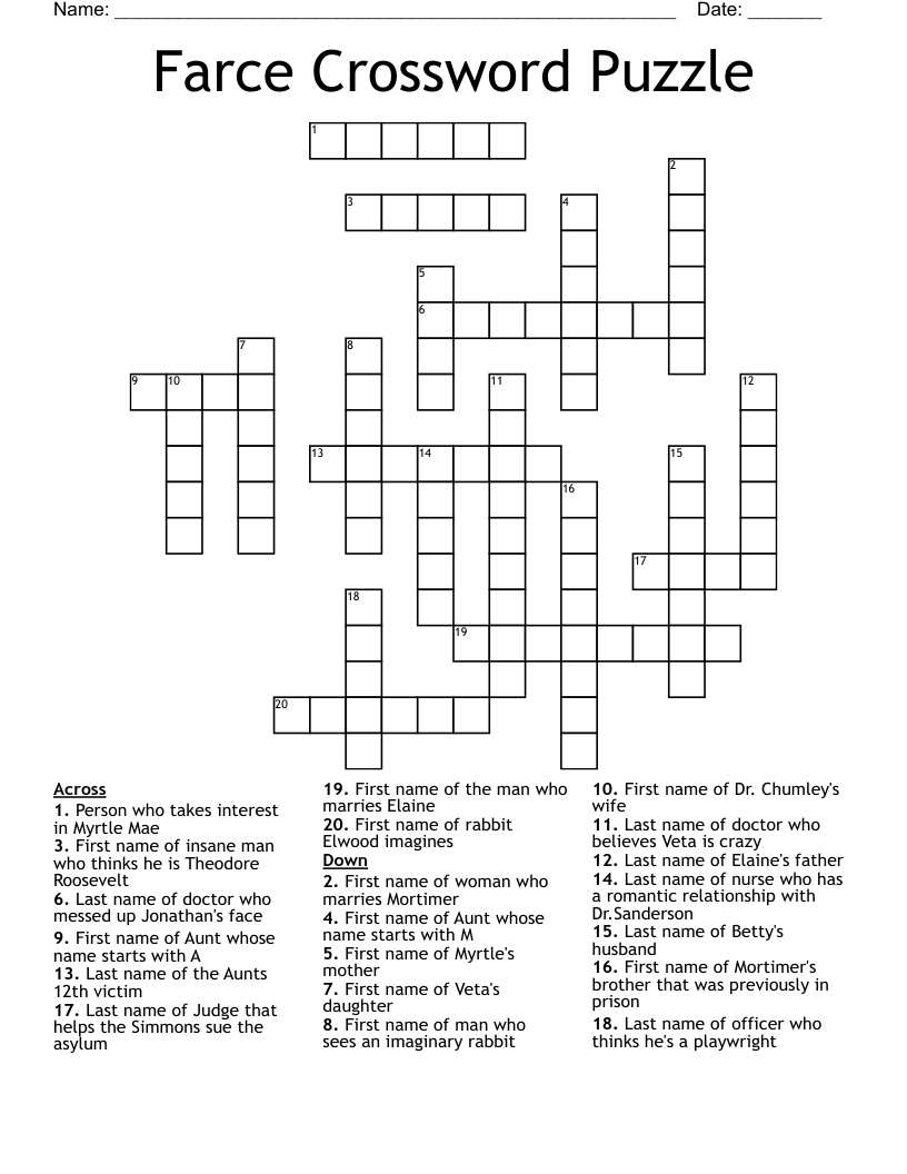 Farce Crossword Puzzle