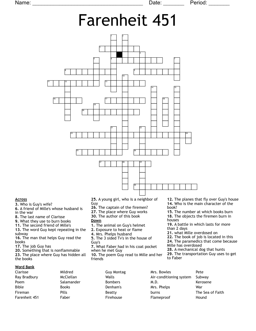 Farenheit 451 Crossword