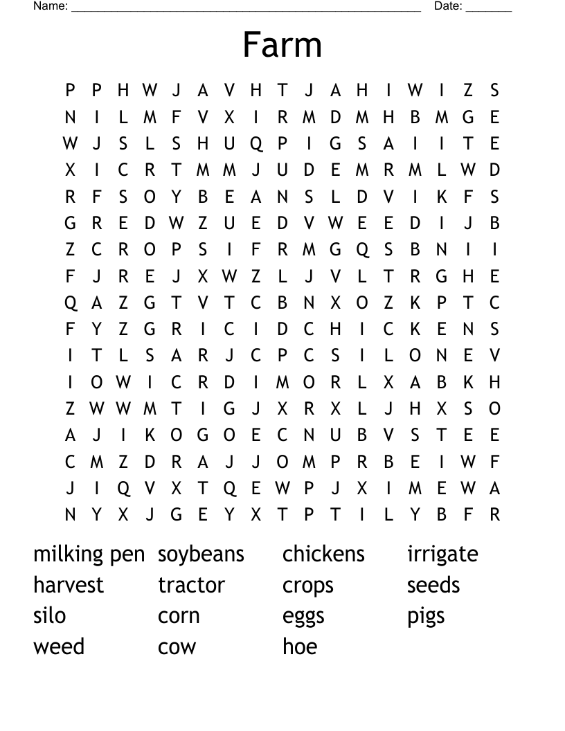 Farm Word Search