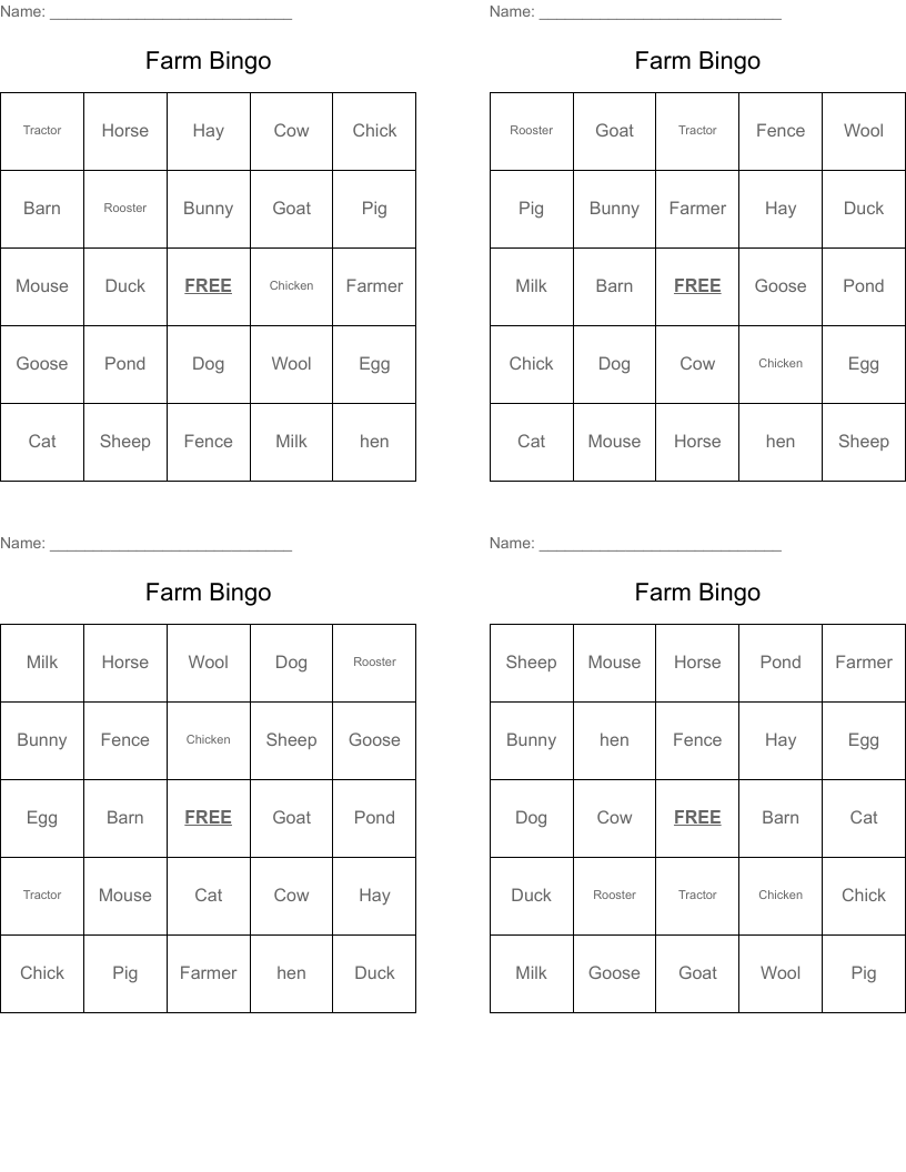 Farm Bingo