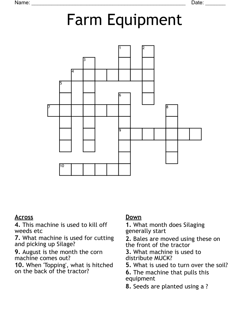 Farm Equipment Crossword