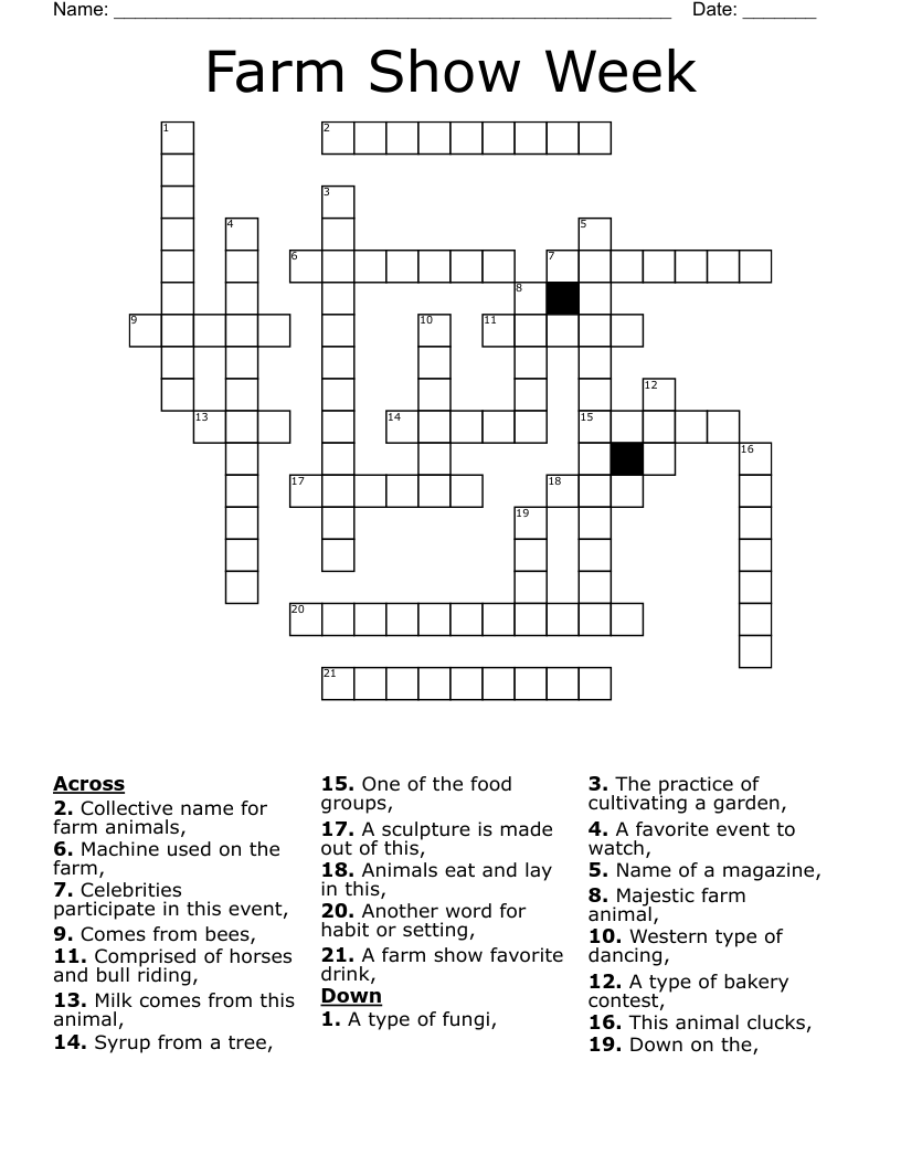 Farm Show Week Crossword