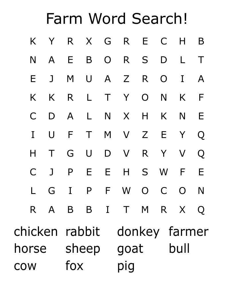 Farm Word Search!
