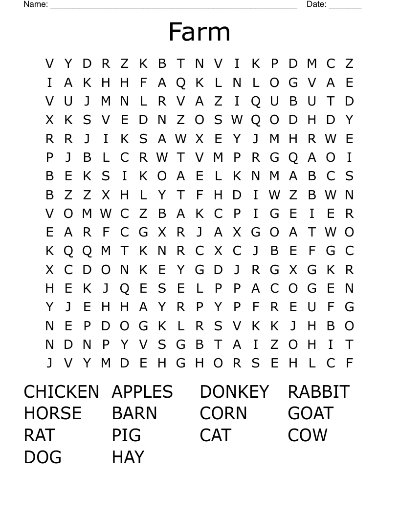 Farm  Word Search