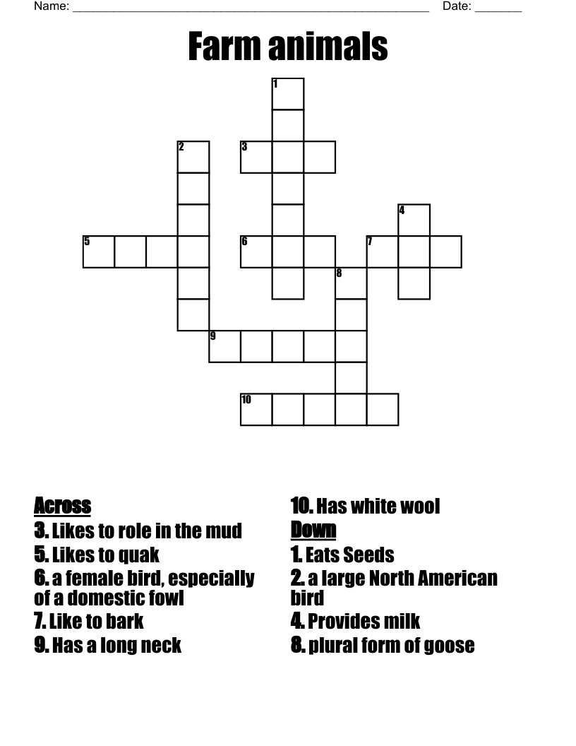 Farm animals Crossword