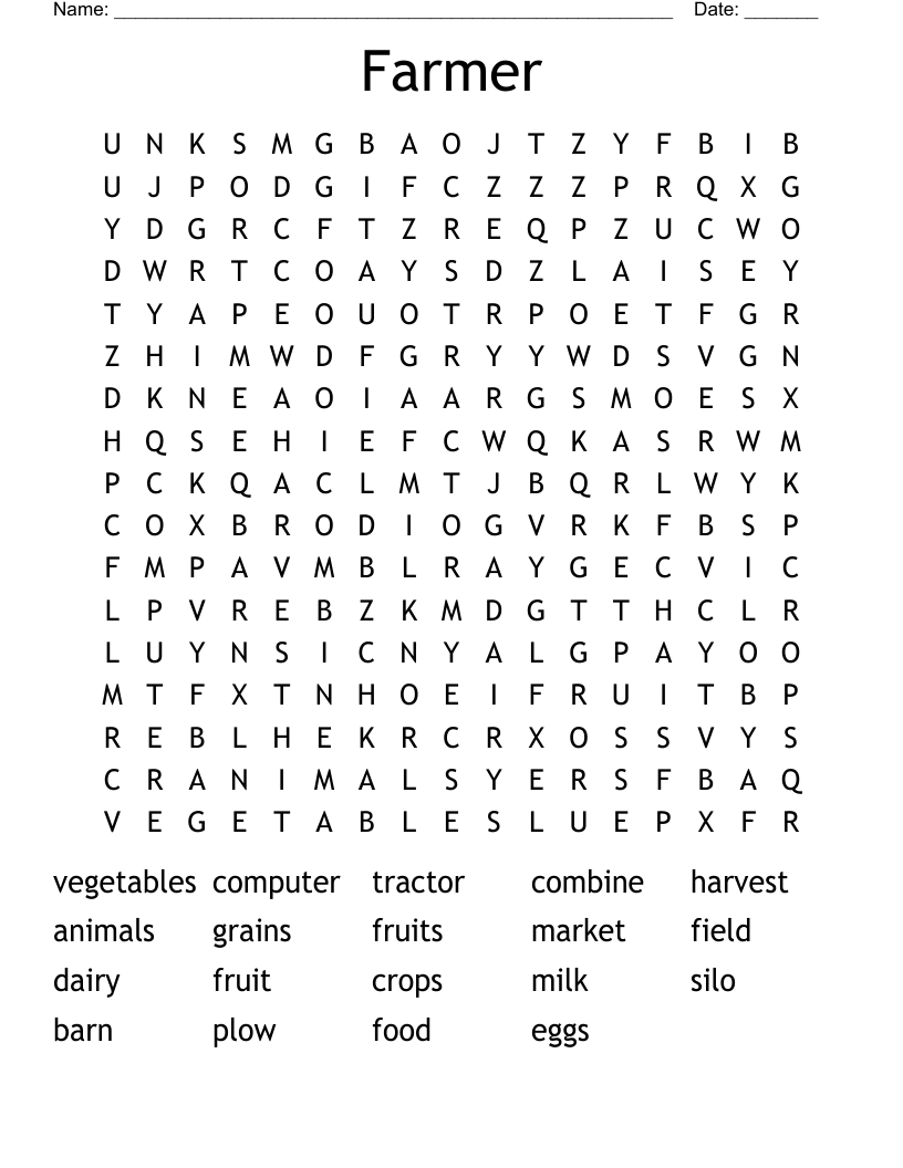 Farmer Word Search