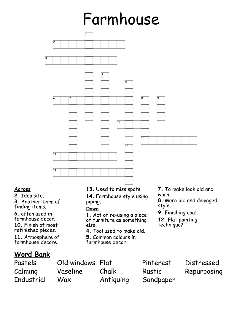 Farmhouse Crossword