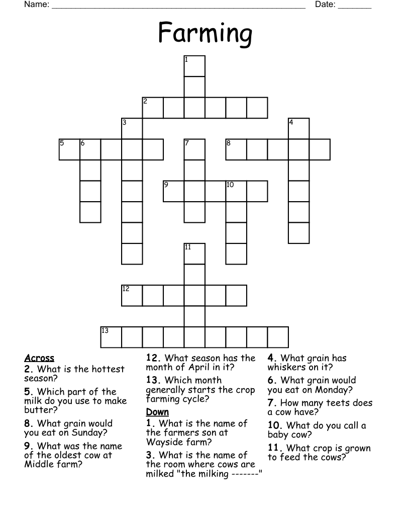 Farming Crossword