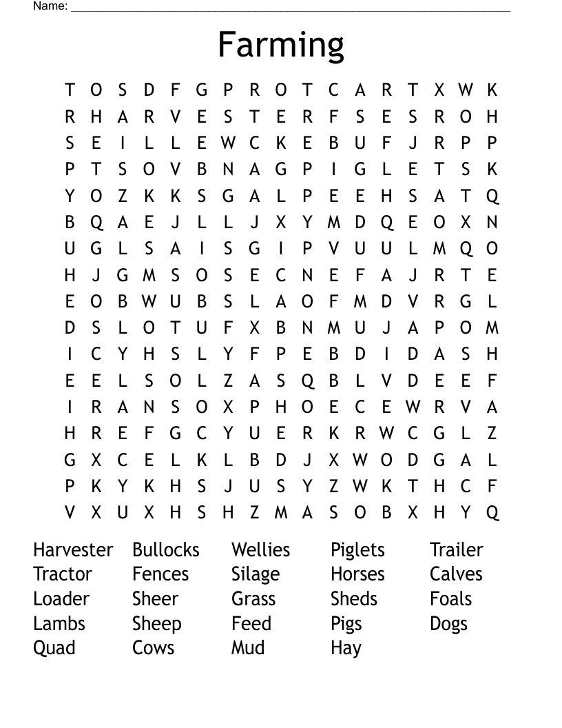 Farming Word Search