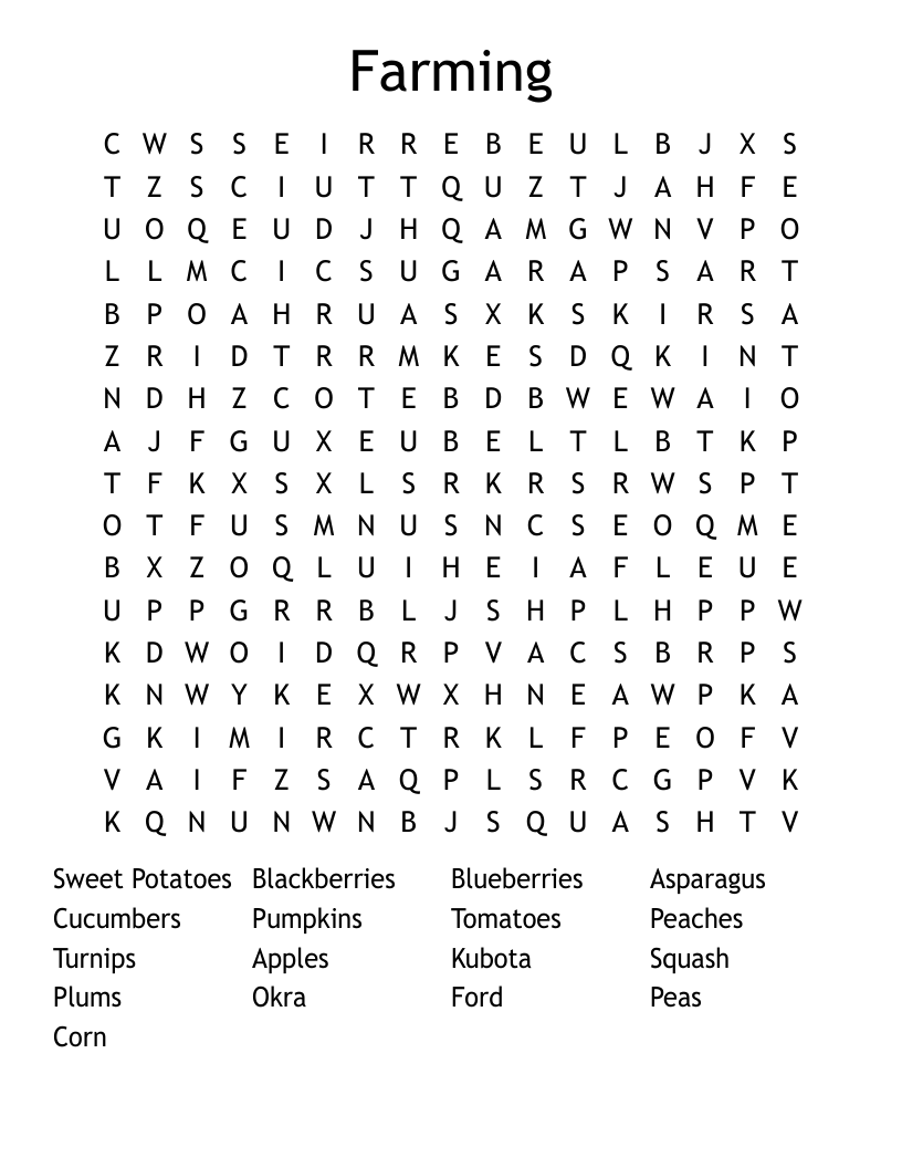 Farming Word Search