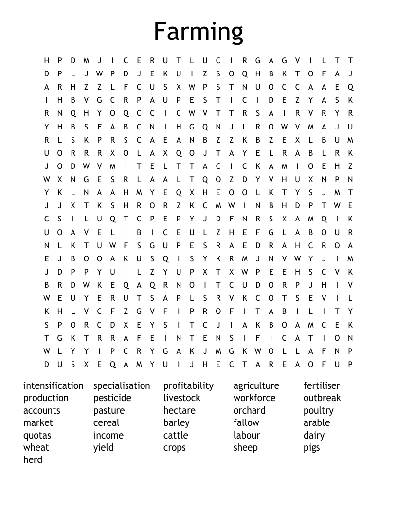 Farming Word Search