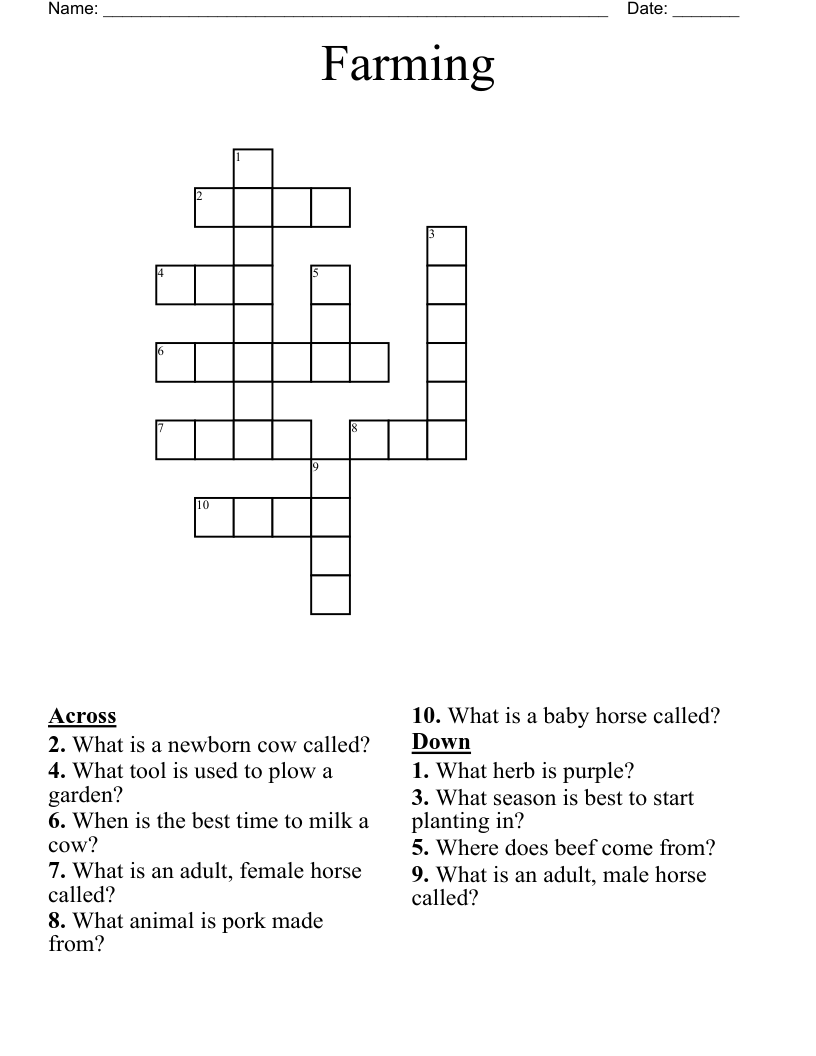 Farming Crossword