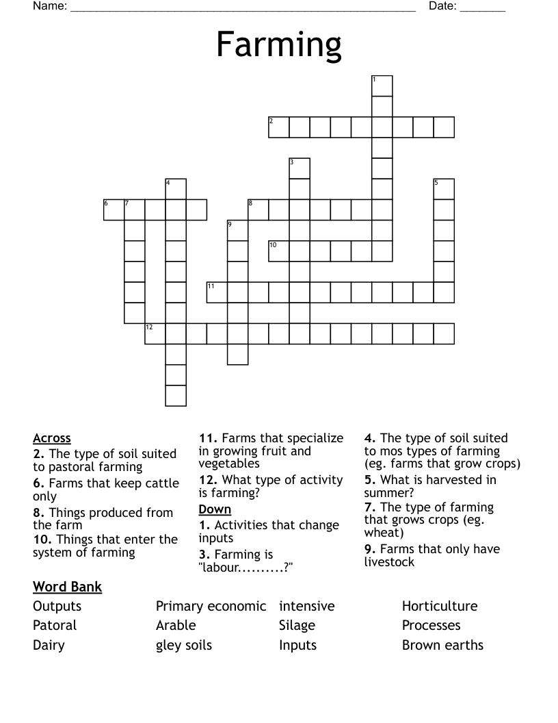 Farming Crossword
