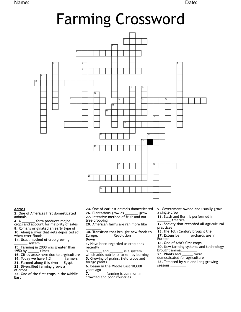 Farming Crossword