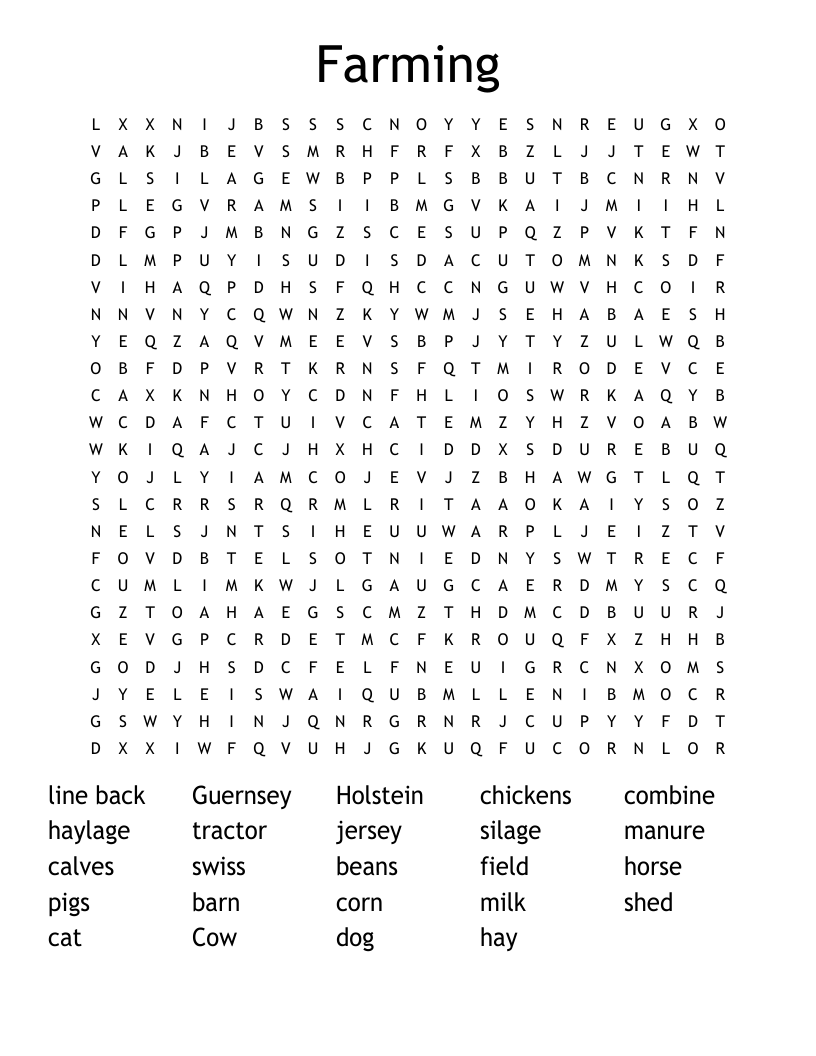 Farming  Word Search