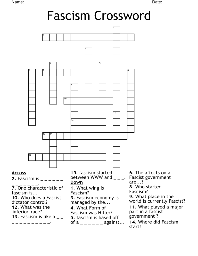 Fascism Crossword