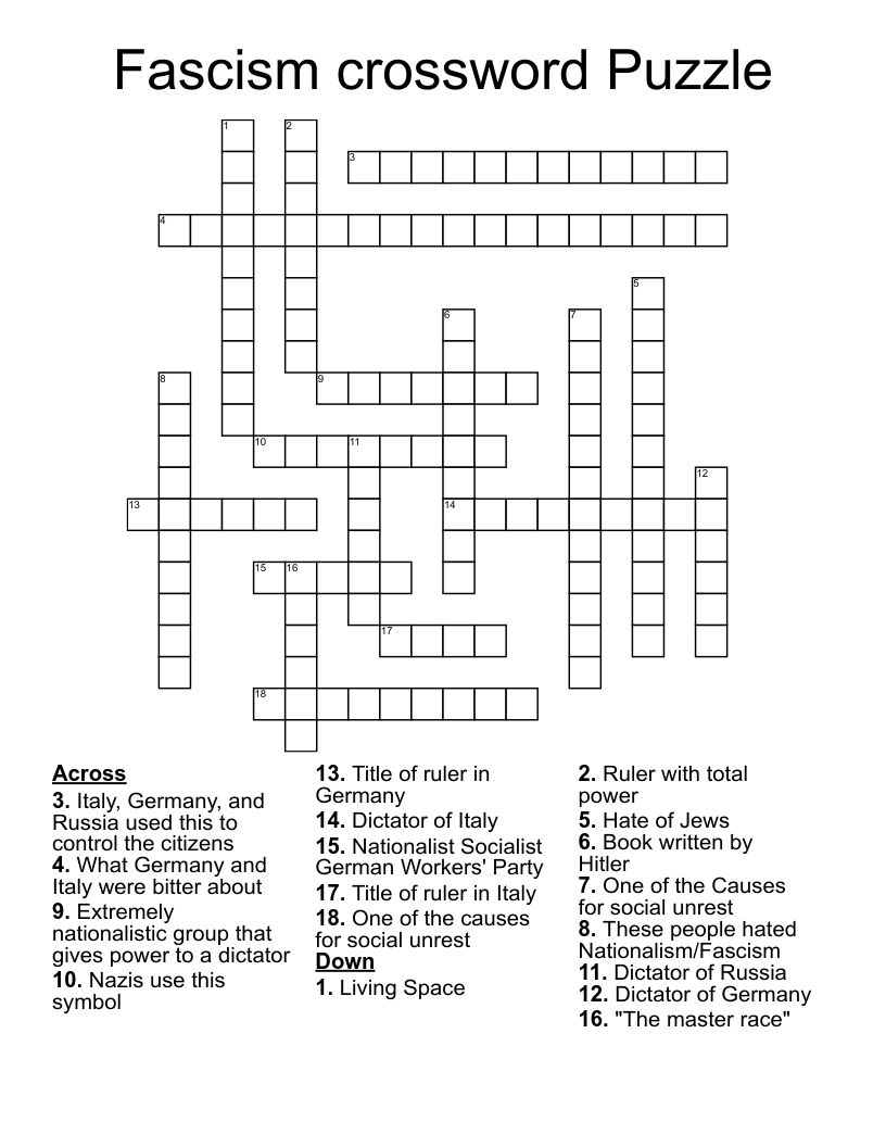 Fascism crossword Puzzle