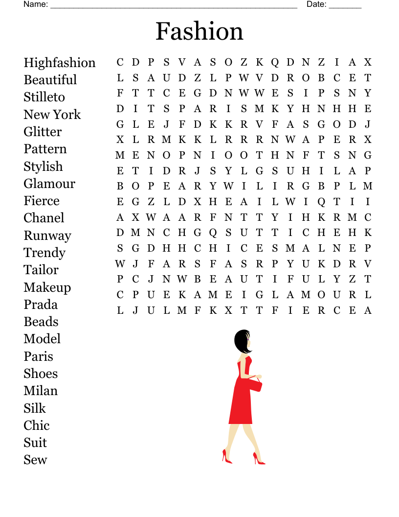Fashion Word Search