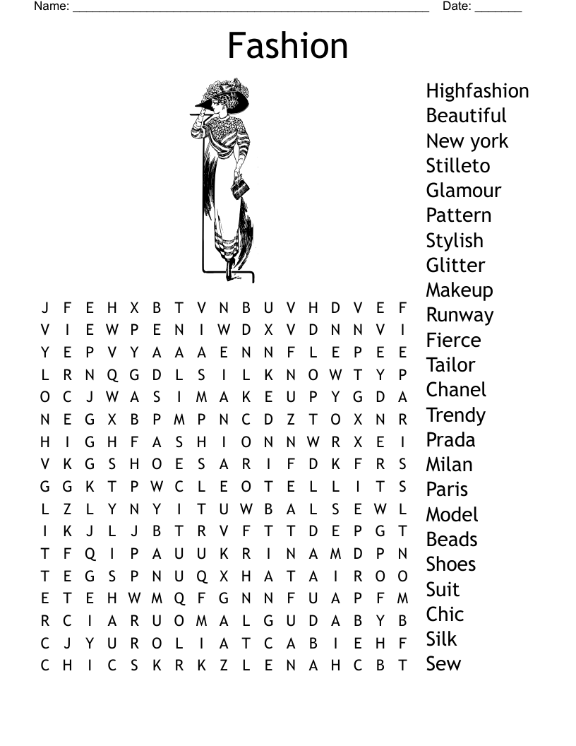 Fashion Word Search