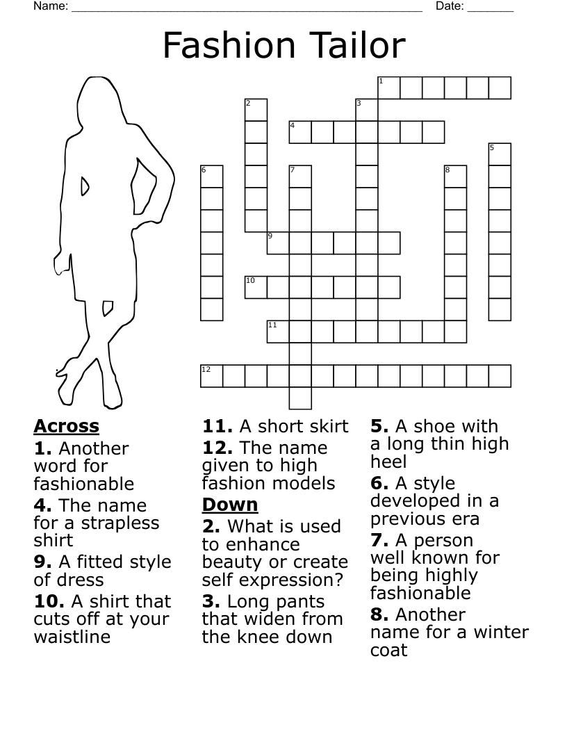 Fashion Tailor  Crossword