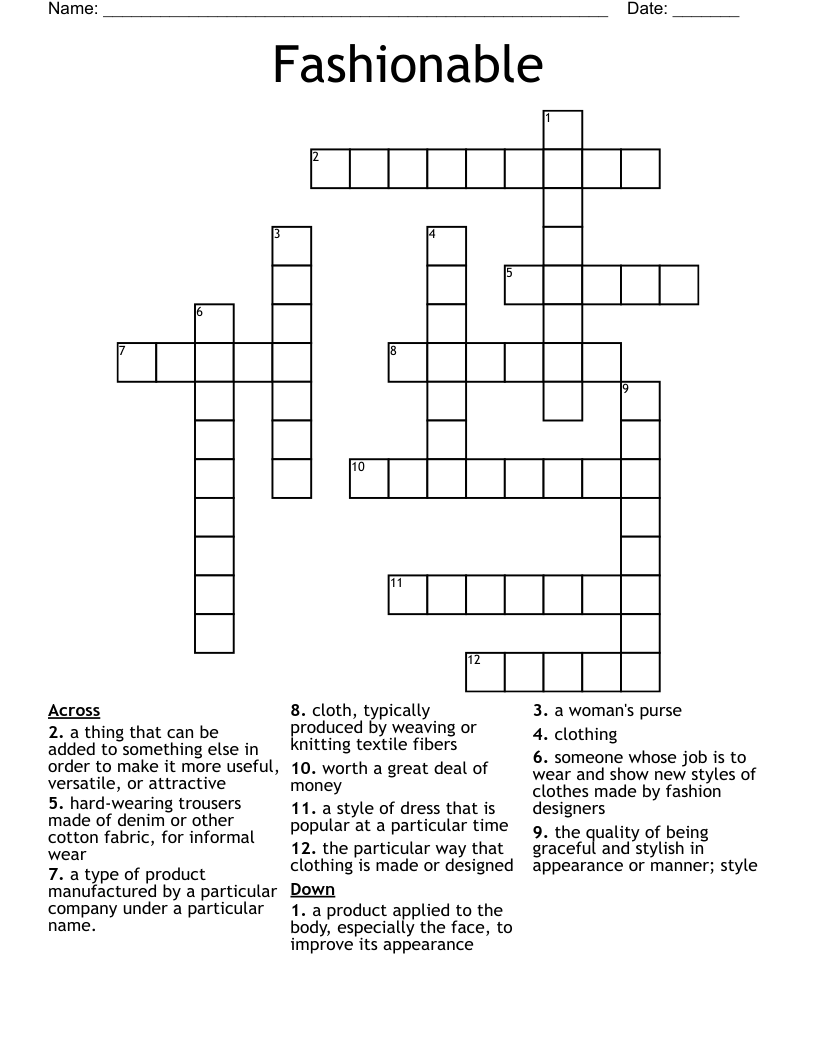 Fashionable Crossword