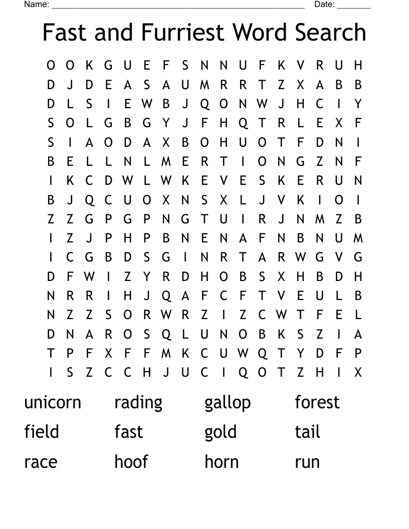 Fast and Furriest Word Search