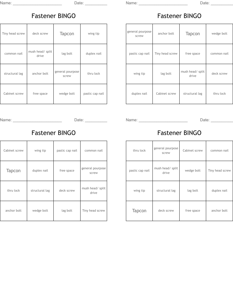 Fastener BINGO 