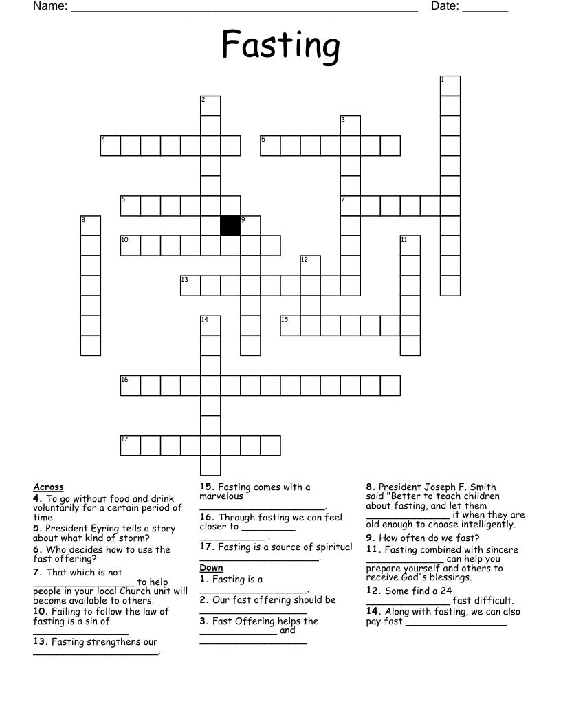 Fasting Crossword