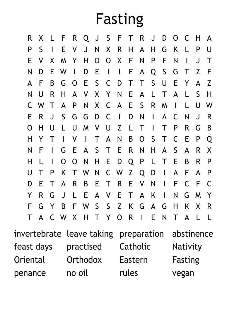 Fasting Word Search