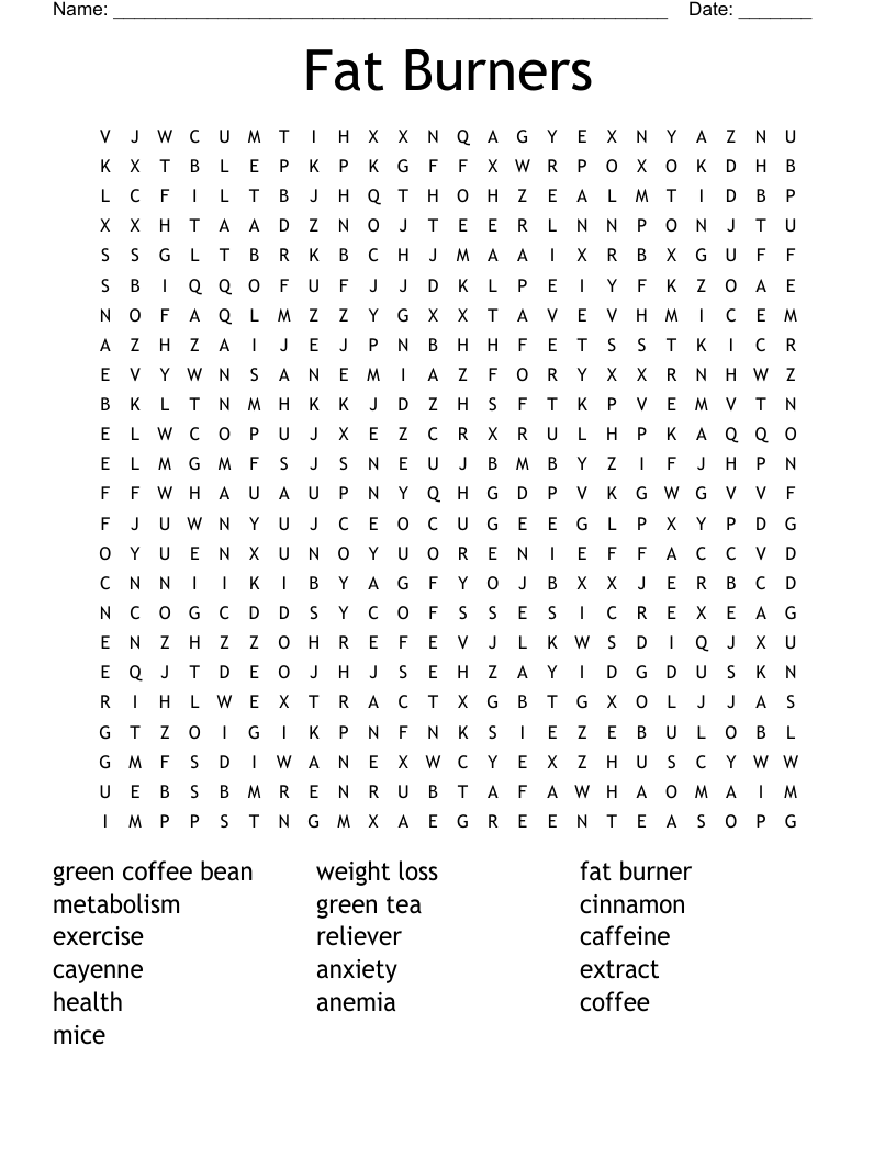 Fat Burners Word Search