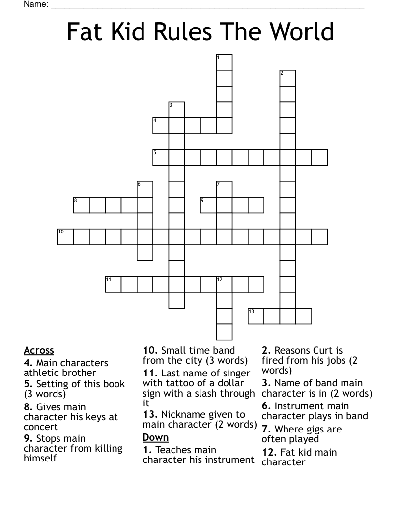 Fat Kid Rules The World Crossword
