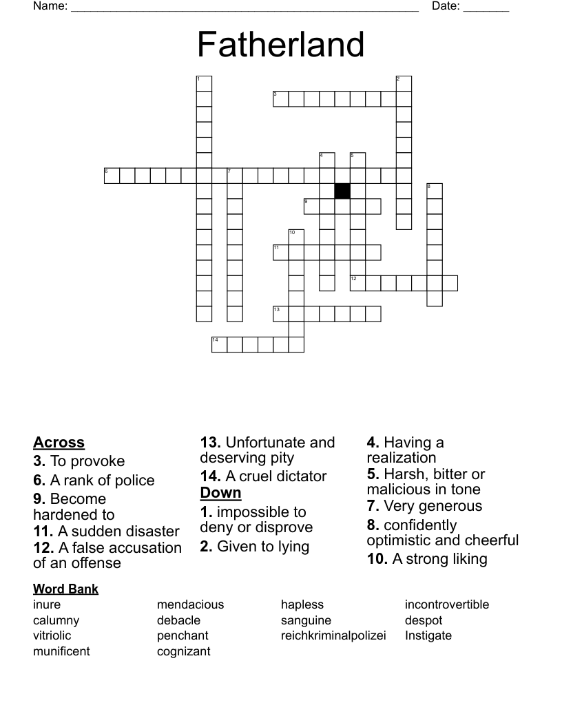 Fatherland Crossword