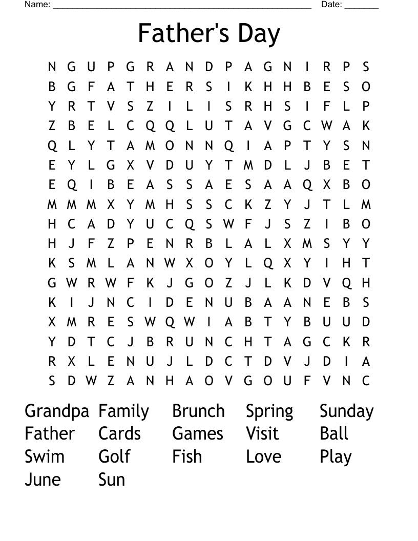 Father's Day Word Search