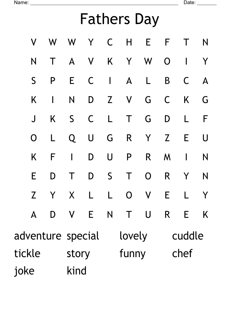 Fathers Day Word Search