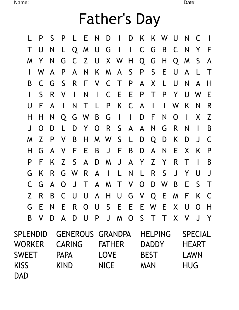 Father's Day Word Search