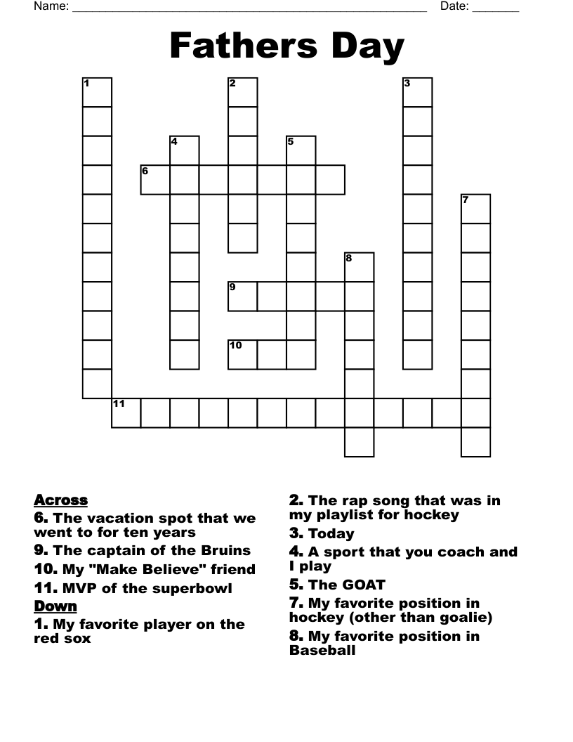 Fathers Day Crossword
