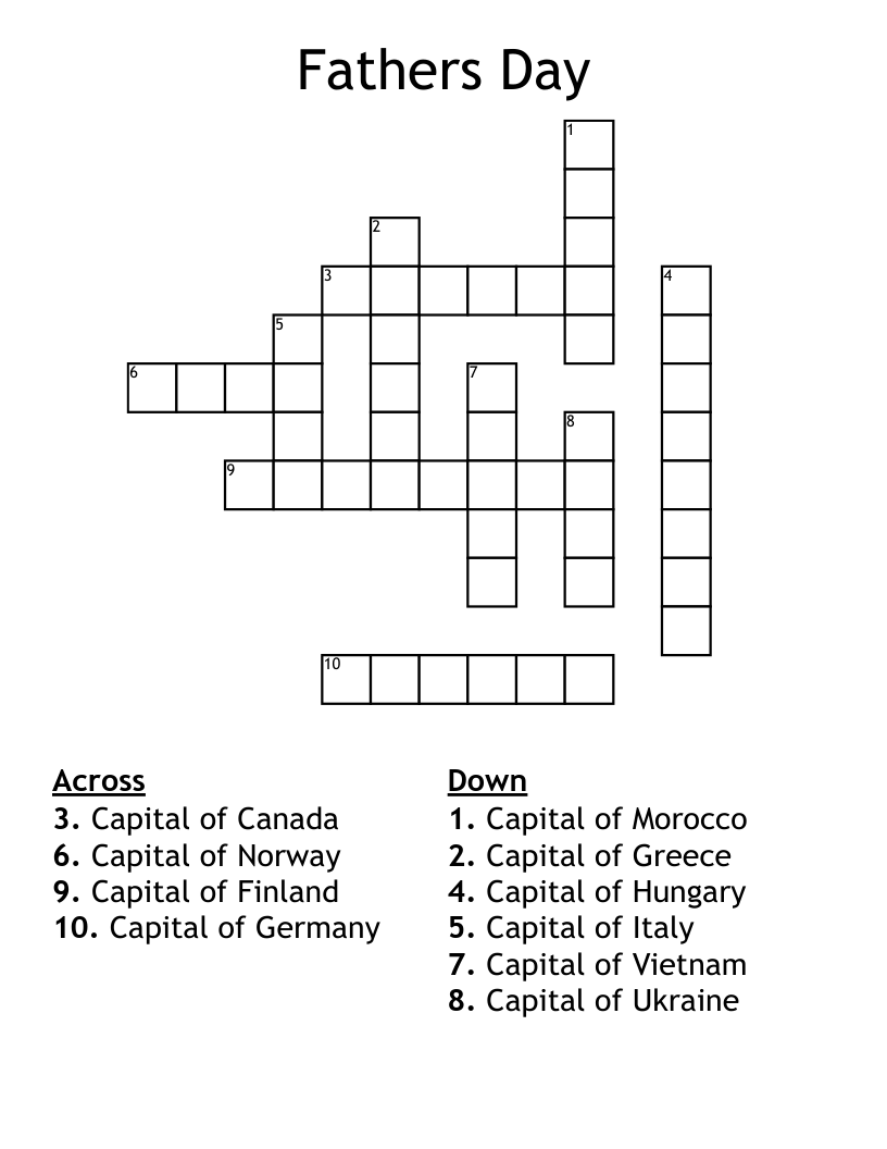 Fathers Day Crossword