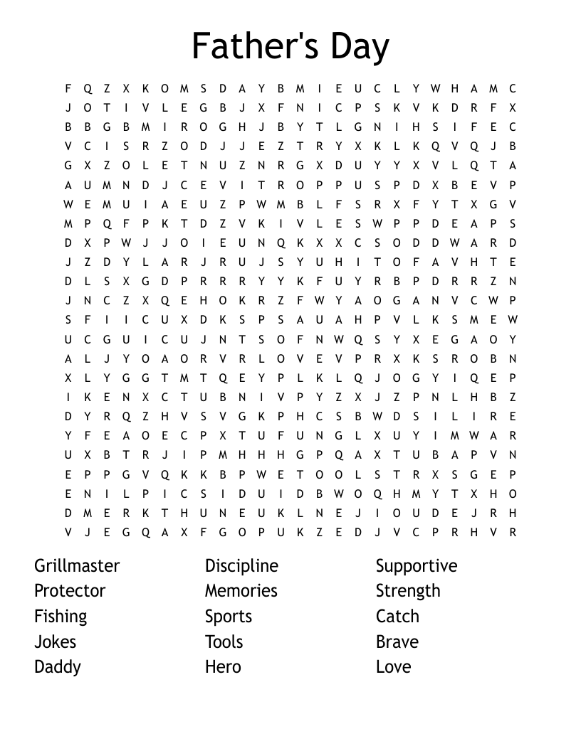 Father's Day Word Search