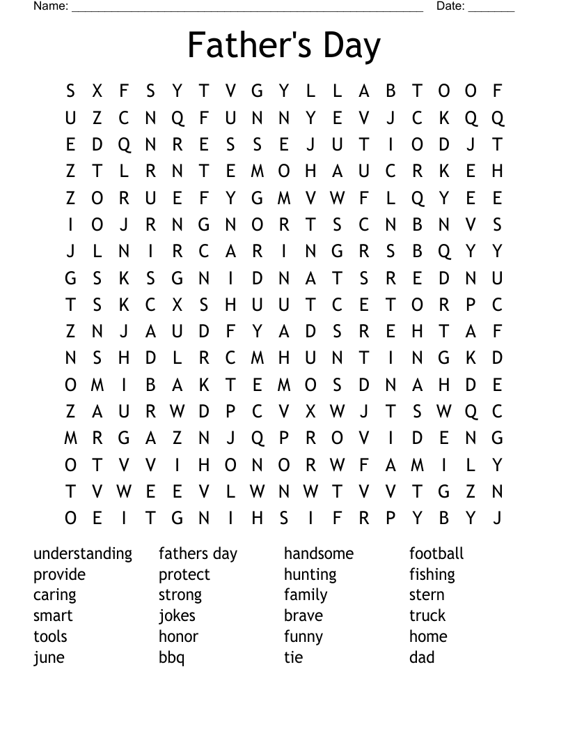 Father's Day Word Search