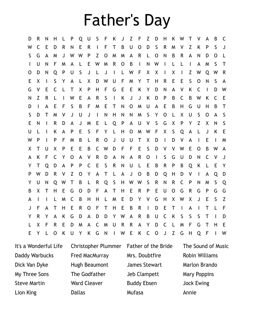Father's Day Word Search