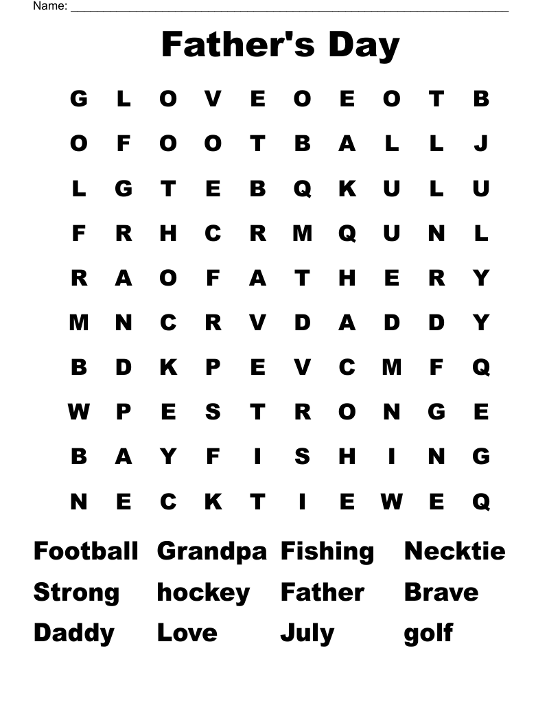 Father's Day Word Search