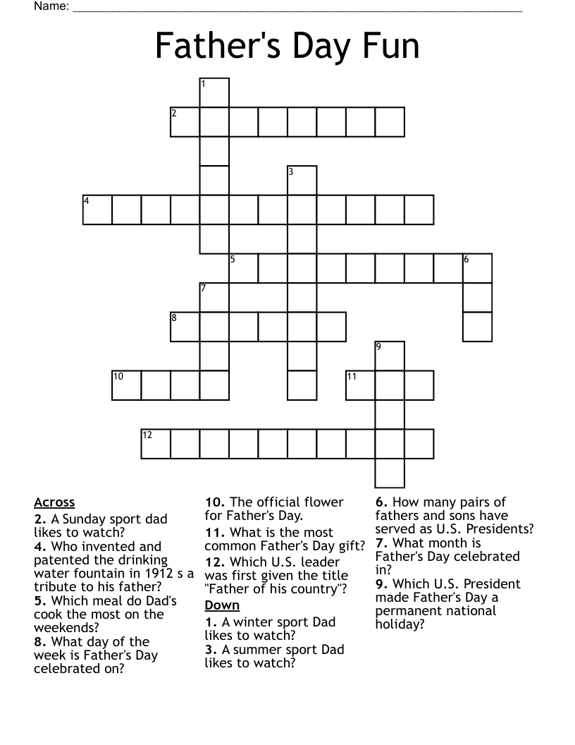 Father's Day Fun Crossword