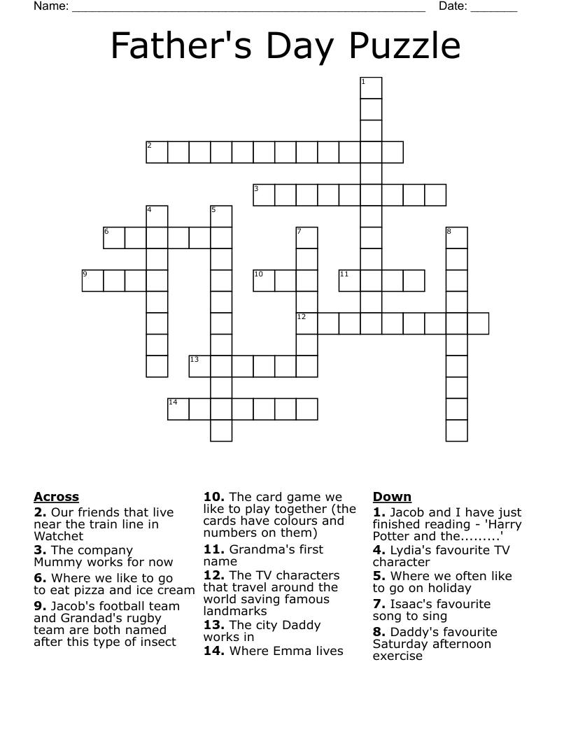Father's Day Puzzle Crossword