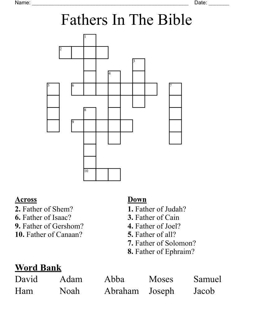 Fathers In The Bible Crossword