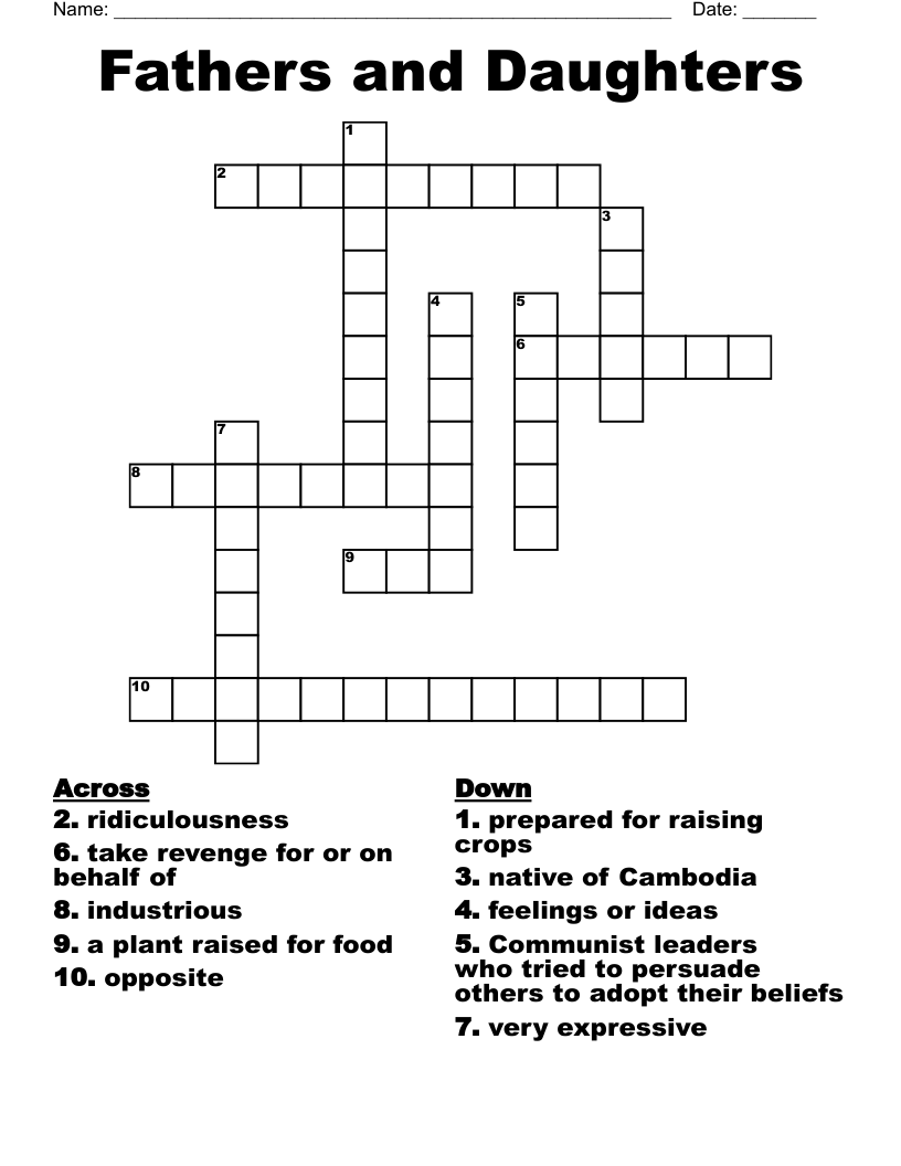 Fathers and Daughters Crossword