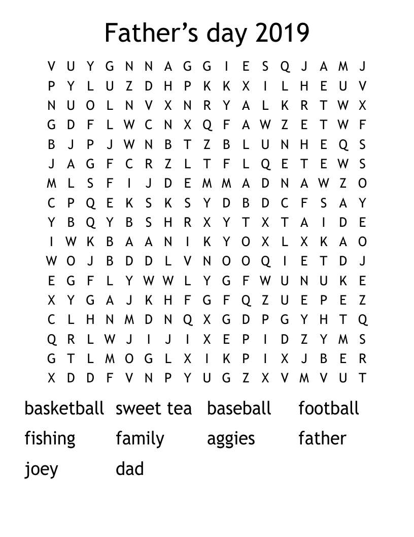 Father’s day 2019 Word Search