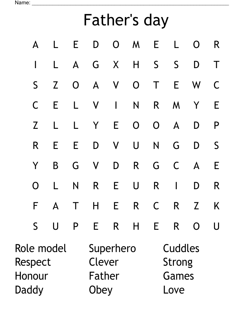 Father's day Word Search